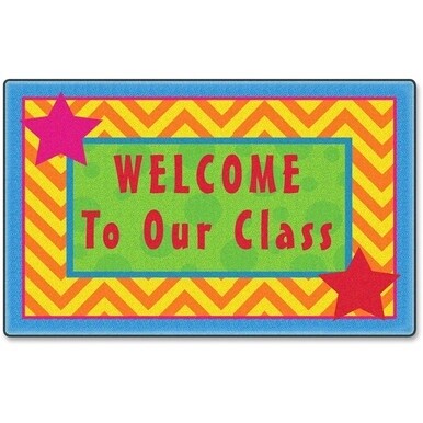Flagship Carpets Silly Welcome Mat Seating Rug - Floor Rug - 36" Length x 24" Width - Rectangle - Multicolor - Nylon