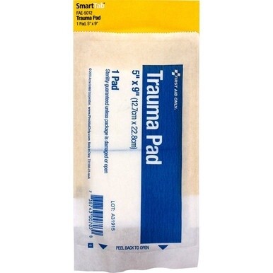 First Aid Only 9&quot; Trauma Pad - 5&quot; x 9&quot; - 1/Pack - White