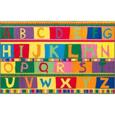 Flagship Carpets Easy Care ABC Tapestry Rug - Floor Rug - 60" Length x 36" Width - Multicolor - Nylon