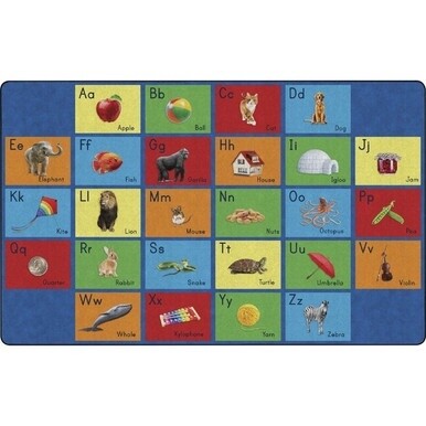 Flagship Carpets See My Alphabet Classroom Rug - Floor Rug - 12 ft Length x 93&quot; Width x 0.50&quot; Thickness - Rectangle - Multicolor - Yarn