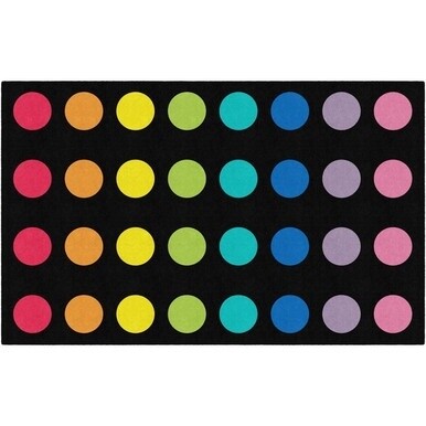 Flagship Carpets Schoolgirl Style Rainbow Dots Rug - 91.20" Length x 12 ft Width - Rectangle - Primary