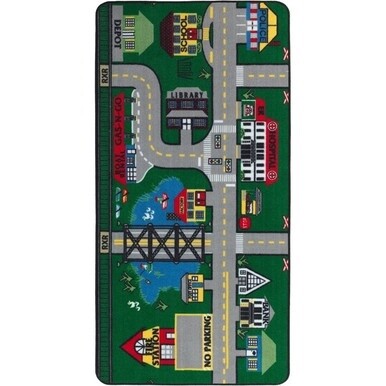 Flagship Carpets Places To Go Activity Rug - 108&quot; Length x 72&quot; Width - Rectangle - Multicolor - Nylon