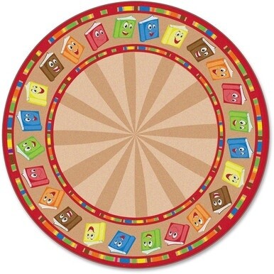 Flagship Carpets Calm Circle Time Books Round Rug - 12 ft Diameter - Circle - Multicolor
