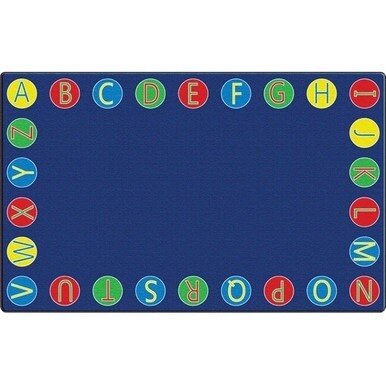 Flagship Carpets Alphabet Circles Seating Rug - 100&quot; Length x 72&quot; Width x 0.50&quot; Thickness - Rectangle - Multicolor
