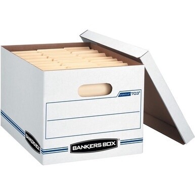Bankers Box STOR/FILE File Storage Box - External Dimensions: 12.5&quot; Width x 16.3&quot; Depth x 10.5&quot;Height - Media Size Supported: Legal, Letter - Lift-off Closure - Basic Duty - Stackable - Corrugated - W