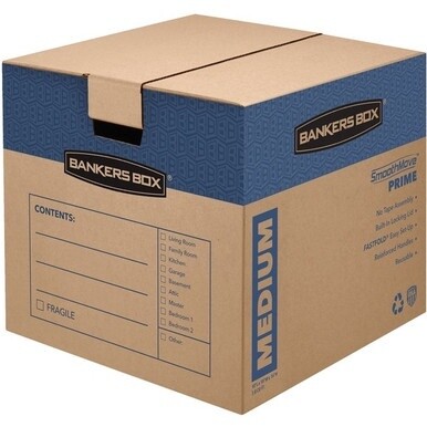 SmoothMove&amp;trade; Prime Moving Boxes, Medium - Internal Dimensions: 18" Width x 18" Depth x 16" Height - External Dimensions: 18.1" Width x 18.8" Depth x 16.6" Height - Lid Lock Closure - Medium Duty 