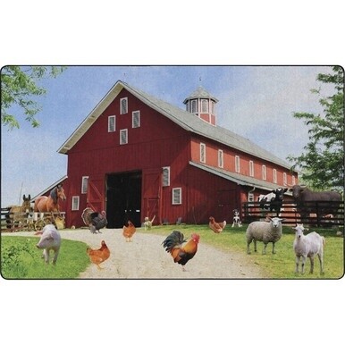 Flagship Carpets Barn Animals Classroom Rug - Floor Rug - 12 ft Length x 93&quot; Width x 0.50&quot; Thickness - Rectangle - Multicolor - Yarn