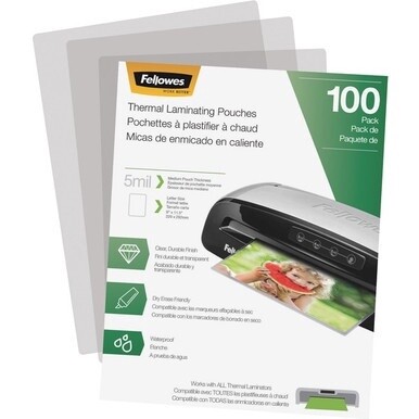 Fellowes Letter-Size Thermal Laminating Pouches - Sheet Size Supported: Letter 8.50" Width x 11" Length - Laminating Pouch/Sheet Size: 9" Width5 mil Thickness - Glossy - for Document - Durable, Photo-