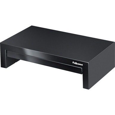 Fellowes Designer Suites&amp;trade; Monitor Riser - Up to 21" Screen Support - 40 lb Load Capacity - 4.4" Height x 16" Width x 9.4" Depth - Desktop - Black, Pearl