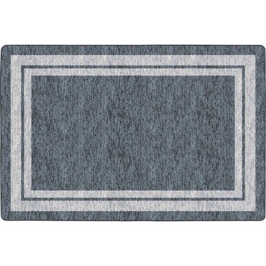 Flagship Carpets Double Light Tone Border Gray Rug - 12 ft Length x 90" Width x 0.50" Thickness - Rectangle - Gray