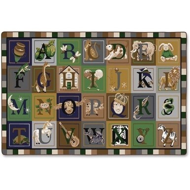 Flagship Carpets Tranquility Colors ABC Blocks Rug - 12 ft Length x 90" Width - Multicolor - Nylon