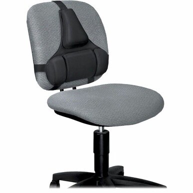Fellowes Professional Series Back Support with Microban&amp;reg; Protection - Strap Mount - Black - Fabric, Memory Foam