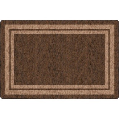 Flagship Carpets Double Light Tone Border Brown Rug - 12 ft Length x 90" Width x 0.50" Thickness - Rectangle - Chocolate