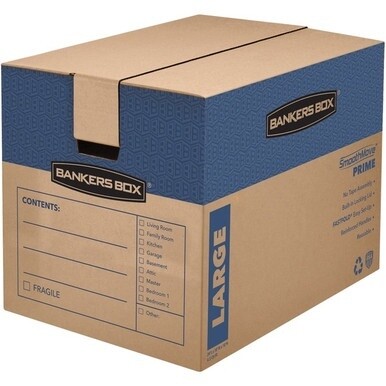 SmoothMove&amp;trade; Prime Moving Boxes, Large - Internal Dimensions: 18" Width x 24" Depth x 18" Height - External Dimensions: 18.3" Width x 25" Depth x 19" Height - Locking Tab, Lid Lock Closure - Card