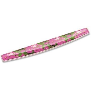 Fellowes Photo Gel Keyboard Wrist Rest with Microban&amp;reg; - Pink Flowers - 0.75&quot; x 18.56&quot; x 2.31&quot; Dimension - Multicolor - Rubber, Gel - Stain Resistant, Skid Proof - 1 Pack