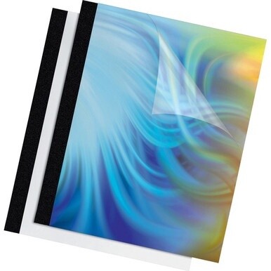 Fellowes Thermal Presentation Covers - 11&quot; Height x 8.5&quot; Width x 0.1&quot; Depth - 62.5 mil Maximum Capacity - 15 x Sheet Capacity - Rectangular - Black, Clear - Polyvinyl Chloride (PVC) - 10 / Pack