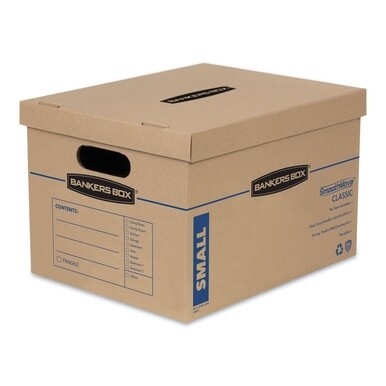SmoothMove Classic Moving/Storage Boxes, Half Slotted Container (HSC), Small, 12&quot; x 15&quot; x 10&quot;, Brown/Blue, 15/Carton