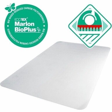 Floortex&amp;reg; BioPlus Eco Friendly Carbon Neutral Chair Mat for Low / Medium Pile Carpets up to 1/2" thick - 46" x 60" - Clear Rectangular Marlon BioPlus Chair Mat For Carpet - 60" L x 46" W x 0.09" D