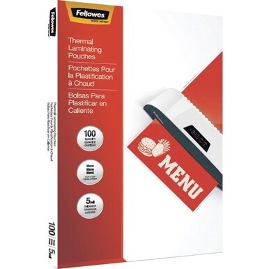 Fellowes Menu Size Thermal Laminating Pouches - Sheet Size Supported: Menu 11.50" Width x 17.50" Length - Laminating Pouch/Sheet Size: 11.50" Width5 mil Thickness - Glossy - for Document, Menu - Photo
