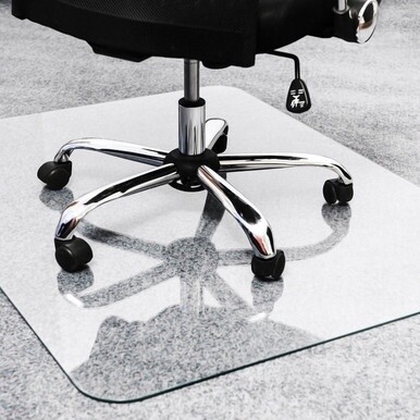 Glaciermat&amp;reg; Heavy Duty Glass Chair Mat for Hard Floors &amp; Carpets - 40&quot; x 53&quot; - Crystal Clear Rectangular Glass Chair Mat For Hard Floor and All Carpet Piles - 53&quot; L x 40&quot; W x 0.2&quot; D