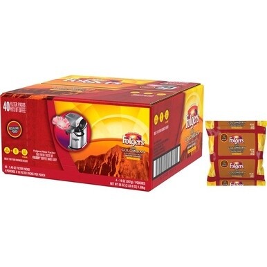 Folgers&amp;reg; Ground Colombian Coffee - Medium/Dark - 1.4 oz - 40 / Carton