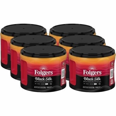 Folgers&amp;reg; Ground Black Silk Dark Ground Coffee - Dark - 22.6 oz - 6 / Carton