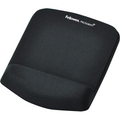 Fellowes PlushTouch&amp;trade; Mouse Pad Wrist Rest with Microban&amp;reg; - Black - 1" x 7.25" x 9.38" Dimension - Black - Polyurethane, Foam - Wear Resistant, Tear Resistant, Skid Proof - 1 Pack
