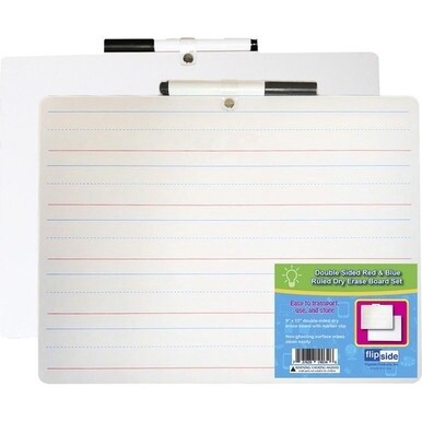 Flipside 2-sided Dry Erase Board Sets - 12&quot; (1 ft) Width x 9&quot; (0.8 ft) Height - White Hardboard Surface - Rectangle - Desktop, Lap - 12 / Pack