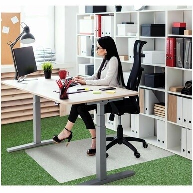 Ecotex&amp;reg; Polypropylene Rectangular Foldable Chair Mat for Carpets - 35" x 46" - Translucent Rectangular Polypropylene Chair Mat For Carpets - 46" L x 35" W x 0.1" D