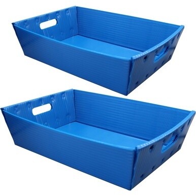 Flipside Plastic Welded Letter Trays - 4.5&quot; Height x 18&quot; Width x 12&quot; Depth - Welded, Handle, Compact, Stackable, Storage Space, Durable - Blue - Plastic - 2 / Pack