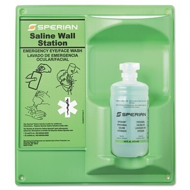 Saline Eye Wash Wall Station, 16 oz Bottle, 1 Bottle/Station