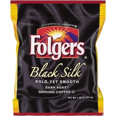 Folgers&amp;reg; Ground Black Silk Coffee - Dark - 1.4 oz - 42 / Carton