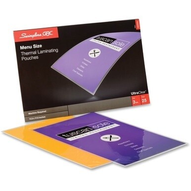 GBC UltraClear Thermal Laminating Pouches - Sheet Size Supported: Menu - Laminating Pouch/Sheet Size: 11.50&quot; Width x 17.50&quot; Length x 3 mil Thickness - Glossy - Flexible, Wear Resistant, Tear Resistant
