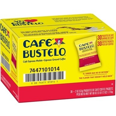 Caf&amp;eacute; Bustelo&amp;reg; Ground Espresso Coffee - Dark - 2 oz - 30 / Carton