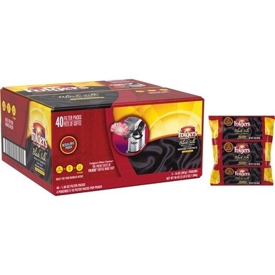 Folgers&amp;reg; Ground Black Silk Coffee - Dark - 1.4 oz - 40 / Carton
