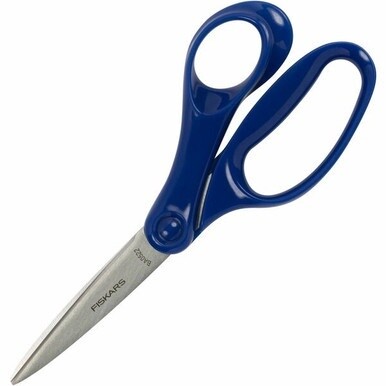 Fiskars Student Scissors - 7&quot; Overall Length - Left/Right - Stainless Steel - Turquoise, Red, Lime, Blue, Pink, Purple - 1 Each
