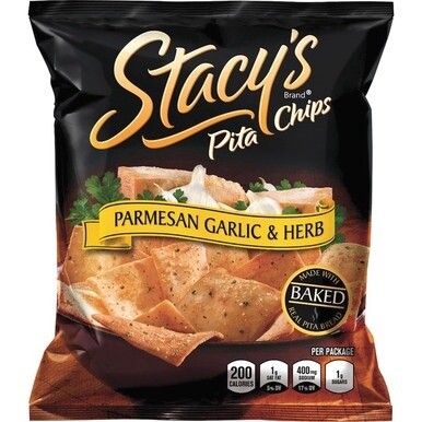 Stacy&#39;s Baked Pita Chips - No Artificial Flavor, No Artificial Color, Low Fat, No MSG - Parmesan Garlic &amp; Herb - 24 / Box