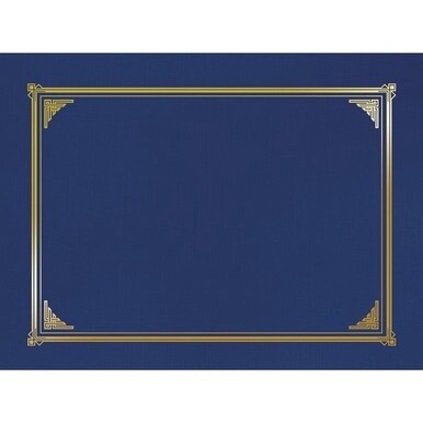 Geographics Letter, A4+ Recycled Certificate Holder - 8 1/2" x 11" , 10" x 8" , 8 17/64" x 11 11/16" - Linen - Navy Blue - 30% Recycled - 6 / Pack