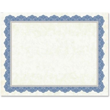 Geographics Drama Blue Border Blank Certificates - 8.5&quot; x 11&quot; - Inkjet, Laser Compatible with Blue Border - 15 / Pack
