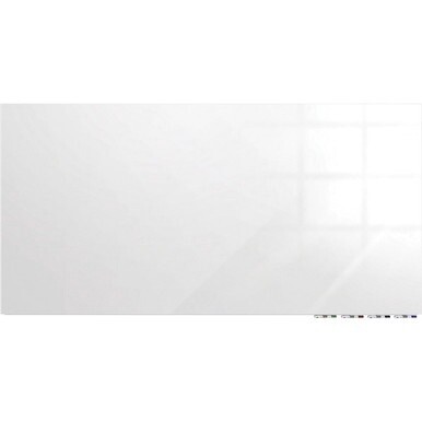 Ghent Aria Low Profile Glass Whiteboard - 96" (8 ft) Width x 48" (4 ft) Height - Tempered Glass Surface - White Back - Rectangle - Horizontal/Vertical - Magnetic - Square Corner, Recyclable - 1 Each -