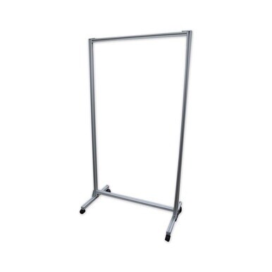 Acrylic Mobile Divider with Thermometer Access Cutout, 38.5&quot; x 23.75&quot; x 74.19&quot;, Clear
