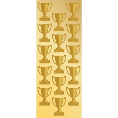 Geographics Gold Foil Trophy Seals - 1.25&quot; Diameter - Self-adhesive - For Award, Certificate, Gift, Envelope, Scrapbooking, Diploma, Card - Gold, Assorted - 45 / Pack