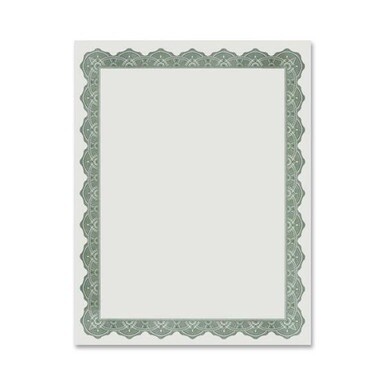 Geographics Blank Award Parchment Certificates - 24 lb Basis Weight - 8.5&quot; x 11&quot; - Inkjet, Laser Compatible - Green with Green Border - Parchment Paper - 25 / Pack