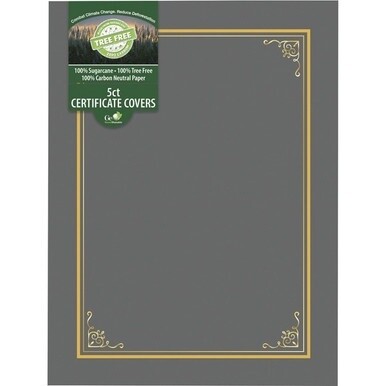 Geographics Letter Certificate Holder - 8 1/2" x 11" - Gray - 5 / Pack