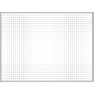 Ghent Grid Whiteboard - 96&quot; (8 ft) Width x 48&quot; (4 ft) Height - White Steel Surface - Satin Aluminum Frame - Rectangle - Horizontal - Magnetic - Grid Pattern, Stain Resistant, Ghost Resistant, Fade Res