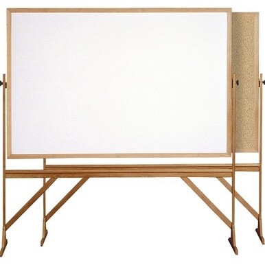 Ghent Reversible Cork Bulletin Board/Whiteboard with Wood Frame - 72&quot; (6 ft) Width x 48&quot; (4 ft) Height - Natural White Cork Surface - Wood Frame - Eraser Included - 1 Each