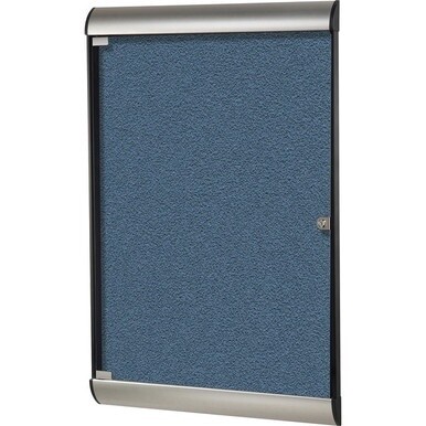 Ghent Silhouette Enclosed with 191 Ocean Vinyl Tackboard - 42.13" Height x 27.75" Width - Ocean Vinyl Surface - Aluminum Frame - 1 Each