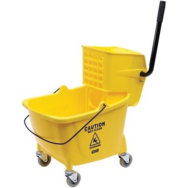 Genuine Joe 35-quart Side Press Mop Bucket &amp; Wringer Combo - 35 quart - Caster - 21" x 16" x 14" - Yellow - 18 / Pallet