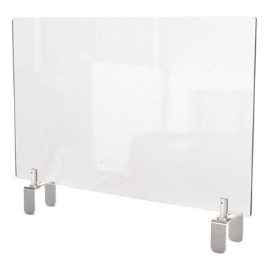 Clear Partition Extender with Attached Clamp, 42 x 3.88 x 18, Thermoplastic Sheeting
