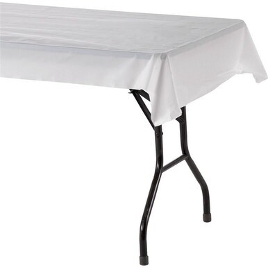 Genuine Joe Banquet-Size Plastic Tablecover - 300 ft Length x 40" Width - Plastic - White - 1 / Roll